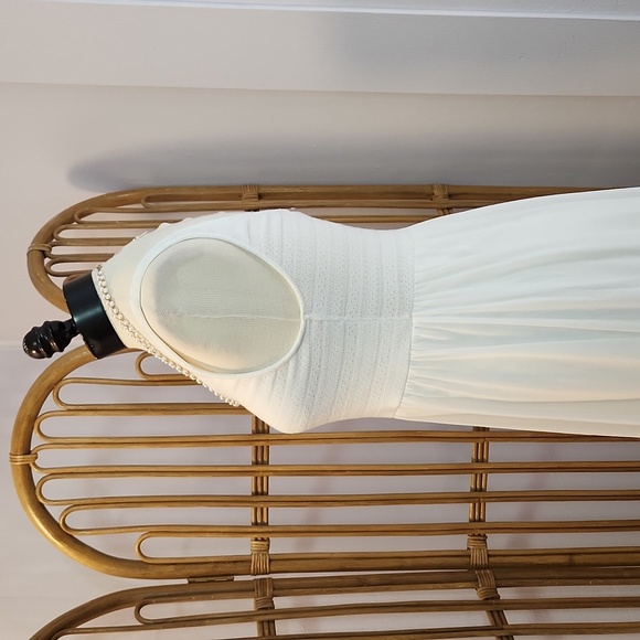 Divided H&M white sheer dress flowy knit top sz 12 asymmetrical hem slip dress - Picture 8 of 12